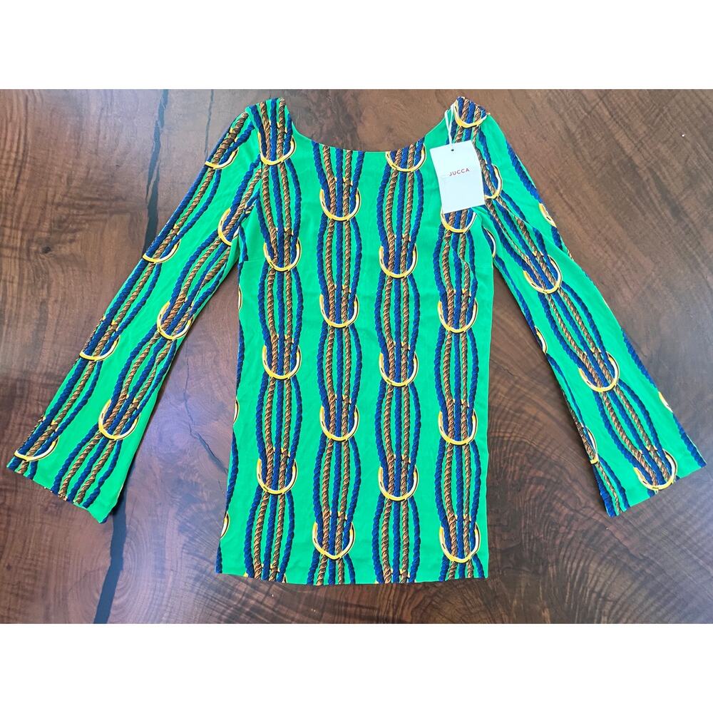 NWT JUCCA Green Italian Nautical Rope Bodycon Tunic Top - XS - Picture 2 of 7